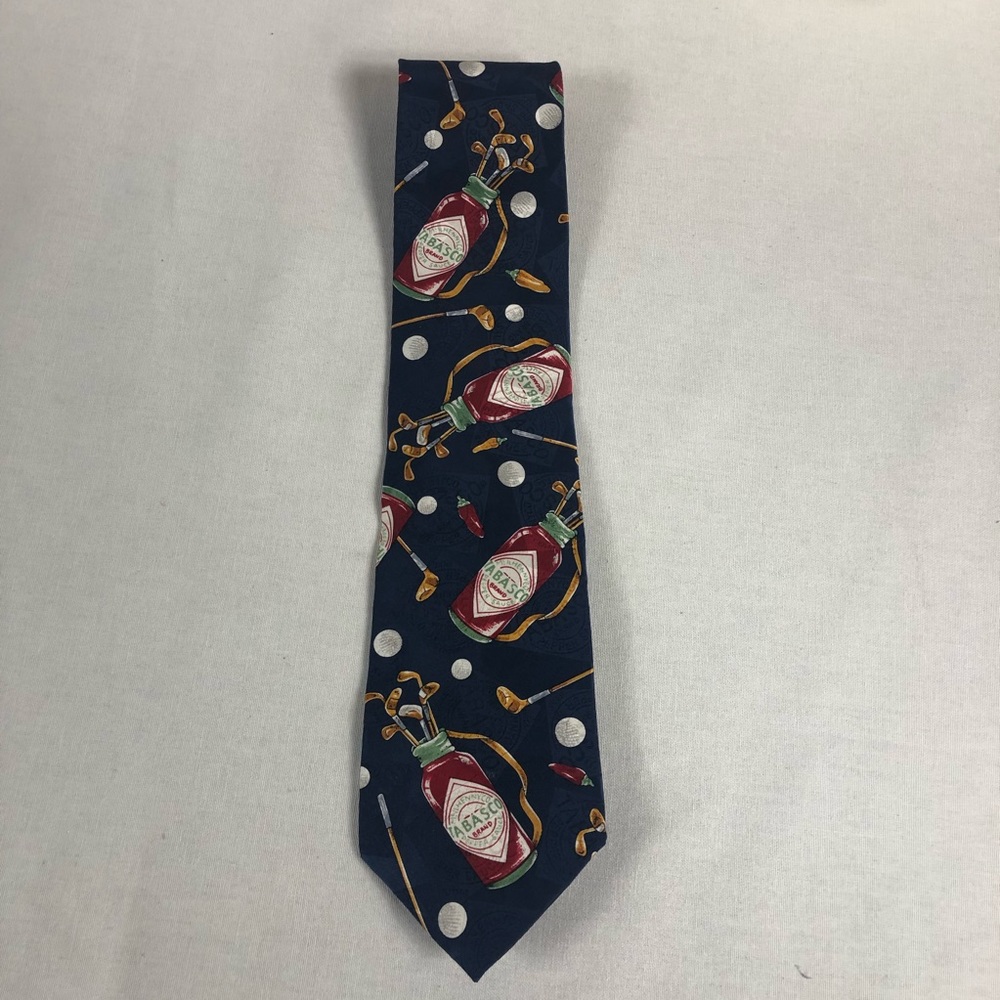 Tabasco 100% Silk Golf Clubs Balls & Tabasco Tie